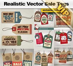 复古式促销标签：Realistic Vector Sale Tags